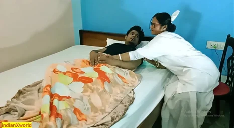 Observe this Indian nurse abase her patient with filthy chat & rear end-fashion orgy in the Clinic