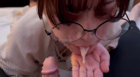 Nerdy Asian student with glasses gets a raunchy money-shot in POINT OF VIEW